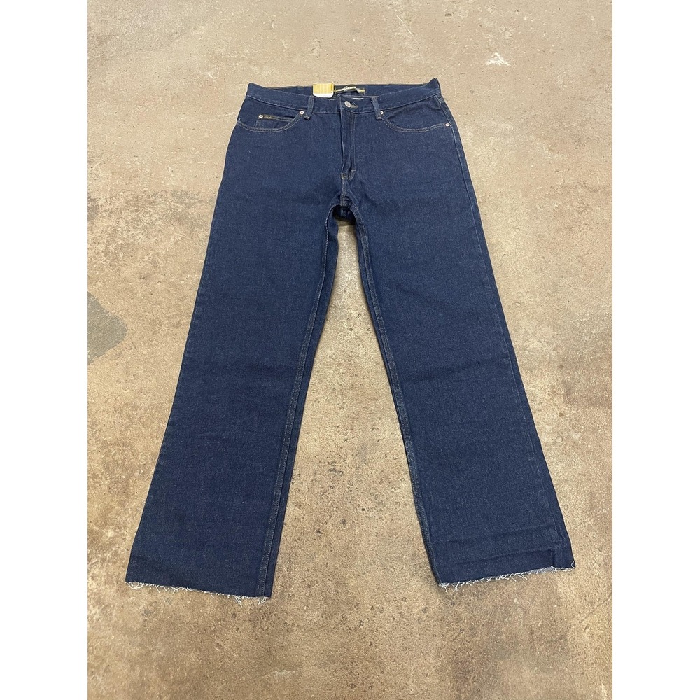 Lee Regular Fit‎ Jeans Mens 35x36 Dark Wash Blue Bootcut Zip Fly Pepper Prewash